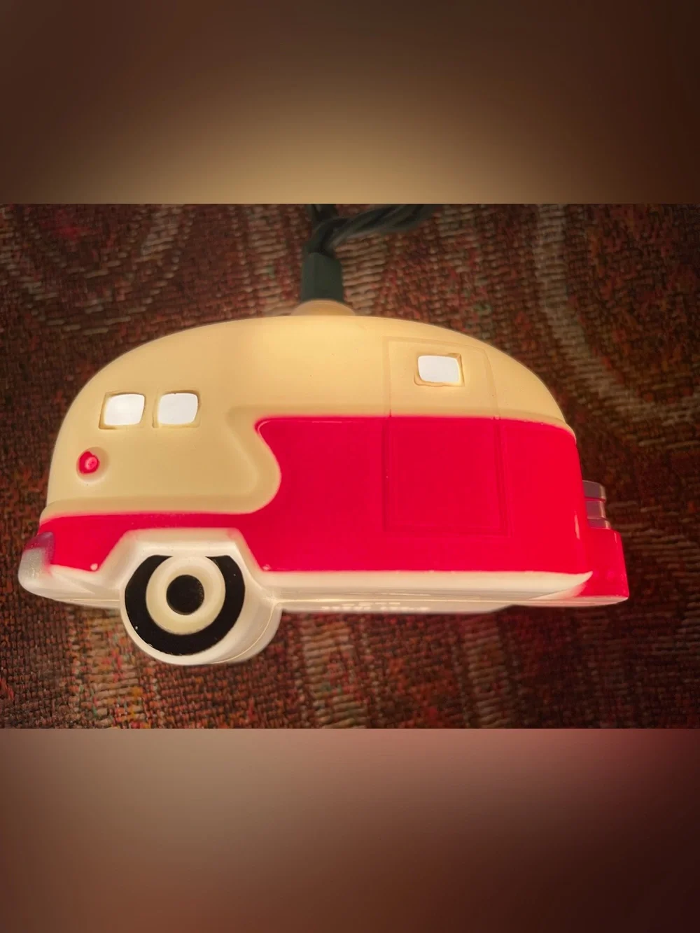 Vintage Red/White Camper Trailer 10-light Set Blowmold Christmas Lights
